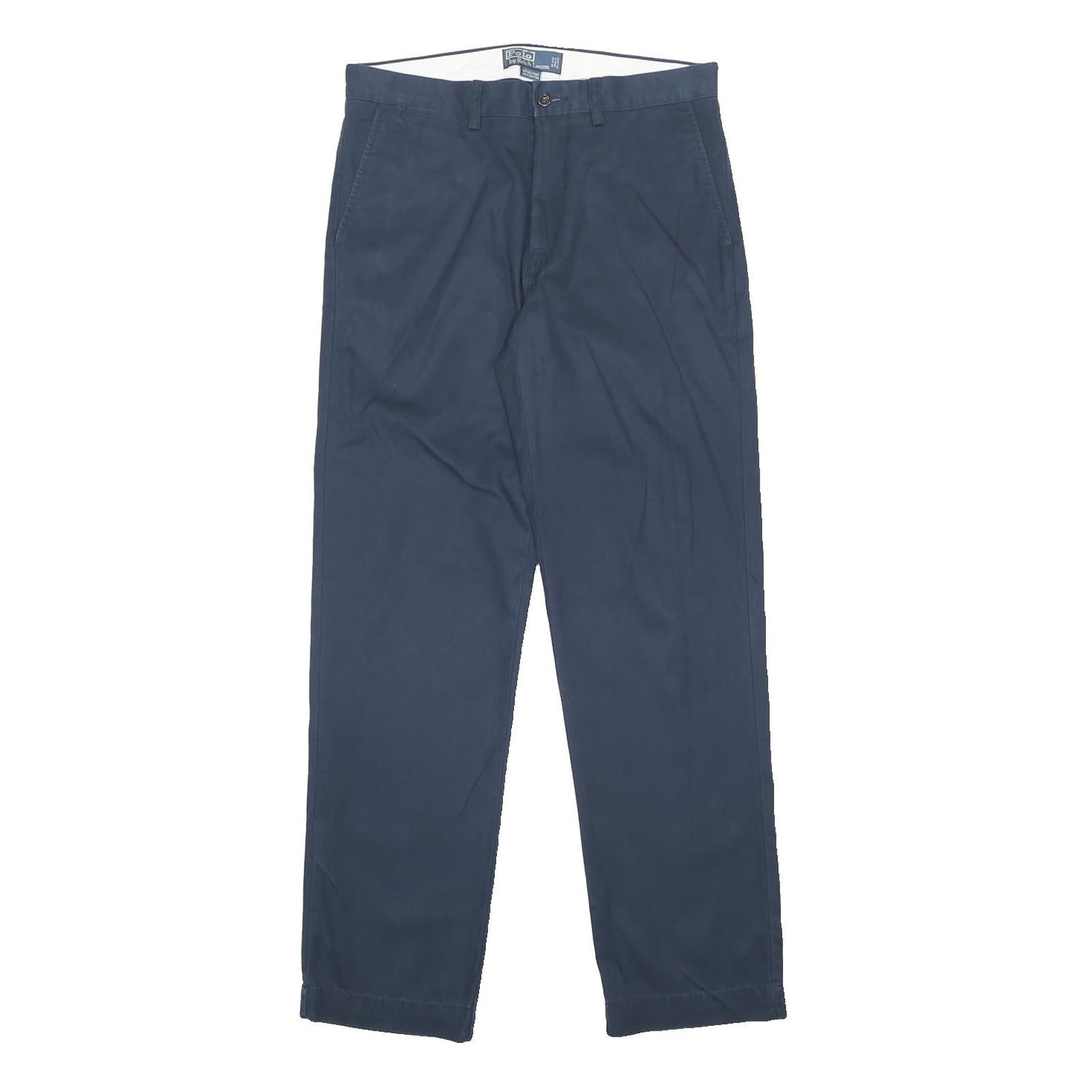 POLO RALPH LAUREN Mens Cotton Navy Regular Fit Straight Leg Trousers W32 L32