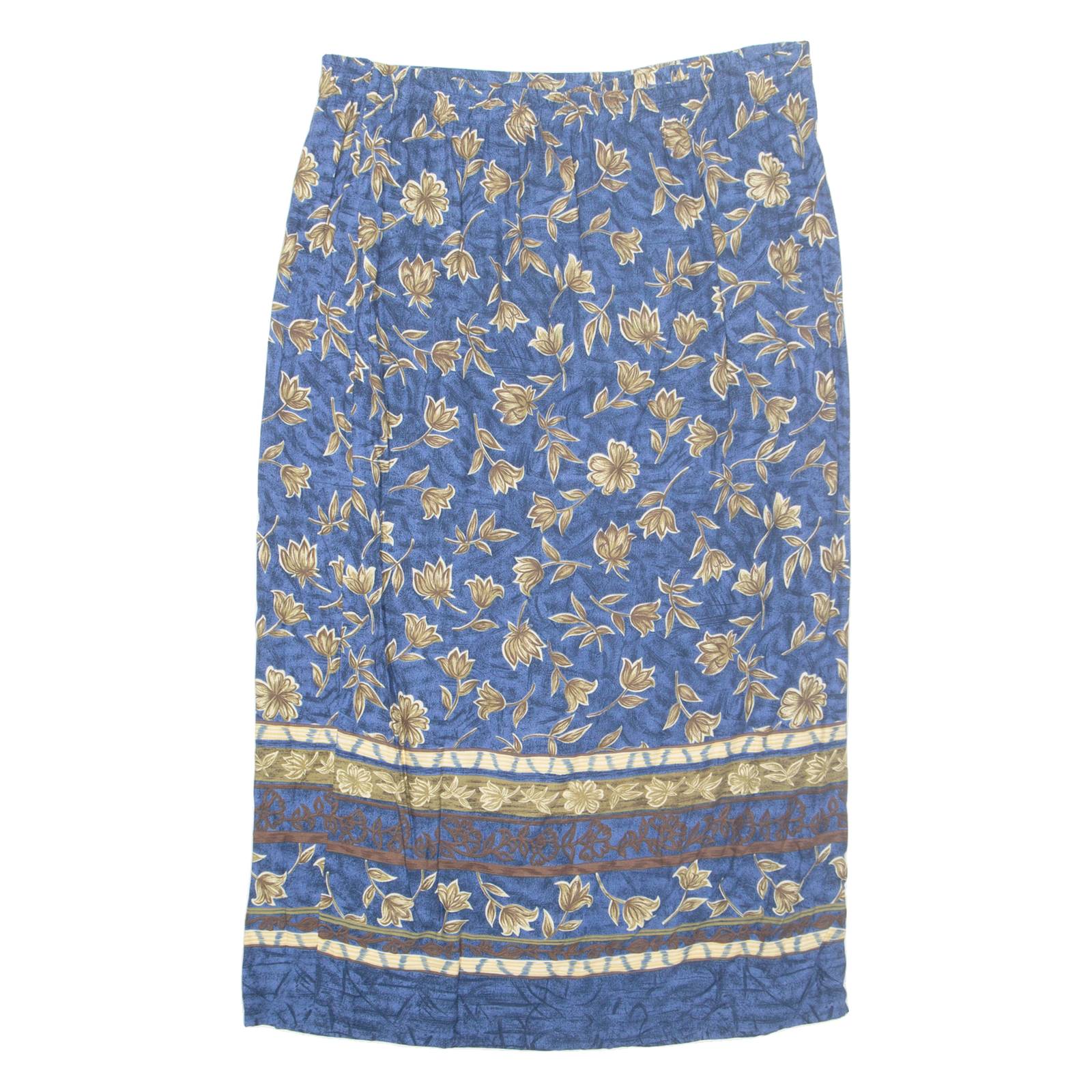 SAG HARBOR Womens Straight Skirt Blue Long Floral M