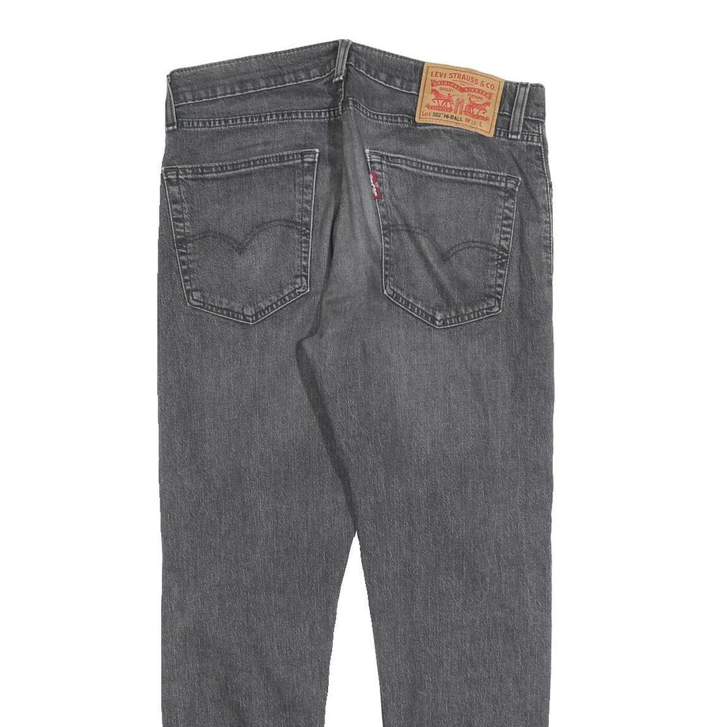 LEVI'S 502 HI-BALL Mens Slim Jeans Grey Denim W33 L30 Cotton Blend Zip