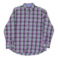 CHAPS Mens Purple & Green Plaid Cotton Blend Shirt M Button-Down Collar Long