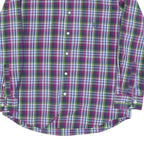 CHAPS Mens Purple & Green Plaid Cotton Blend Shirt M Button-Down Collar Long