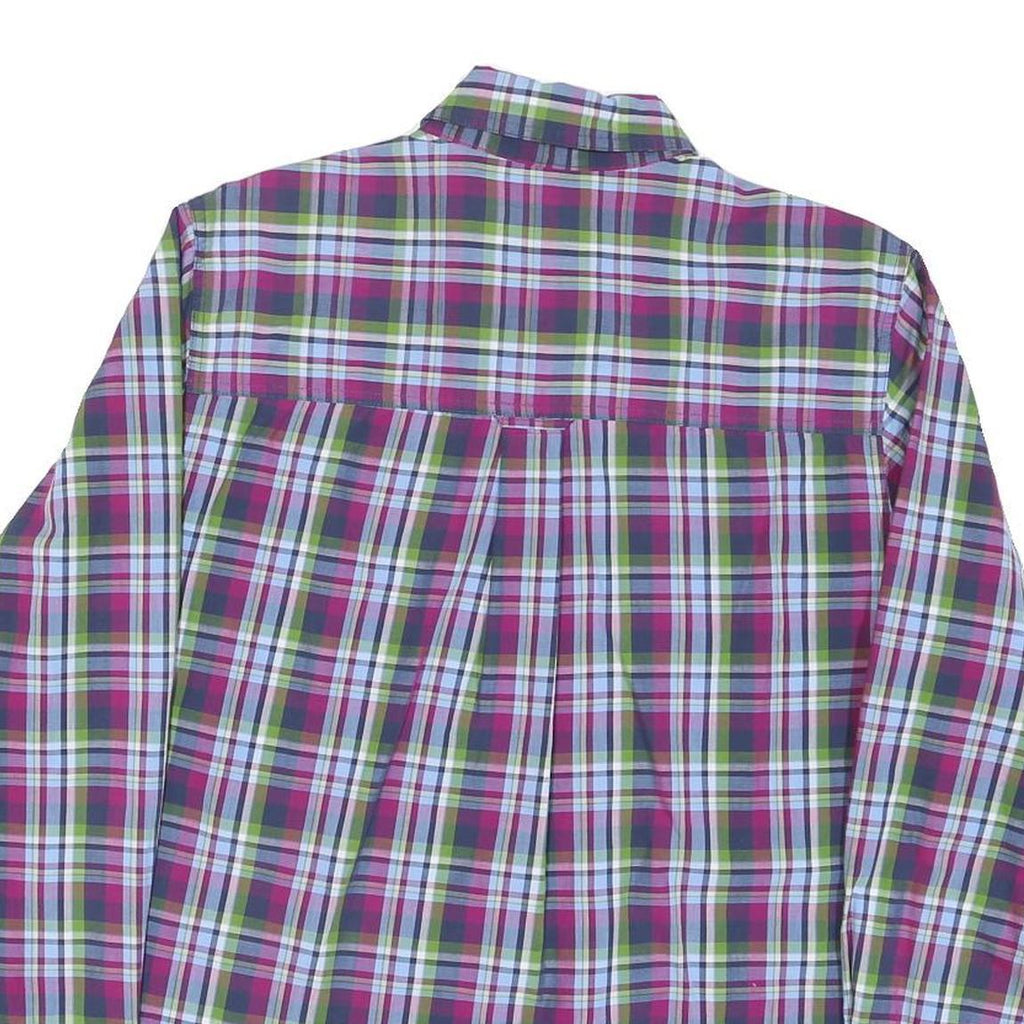 CHAPS Mens Purple & Green Plaid Cotton Blend Shirt M Button-Down Collar Long