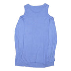 MICHAEL KORS Womens Blue Cold Shoulder Plain Cotton Blend Jumper M Zipper Detail