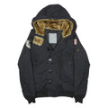 ALPHA INDUSTRIES Mens Black Flight Jacket XS Polyester Blend Hooded Zip Pockets