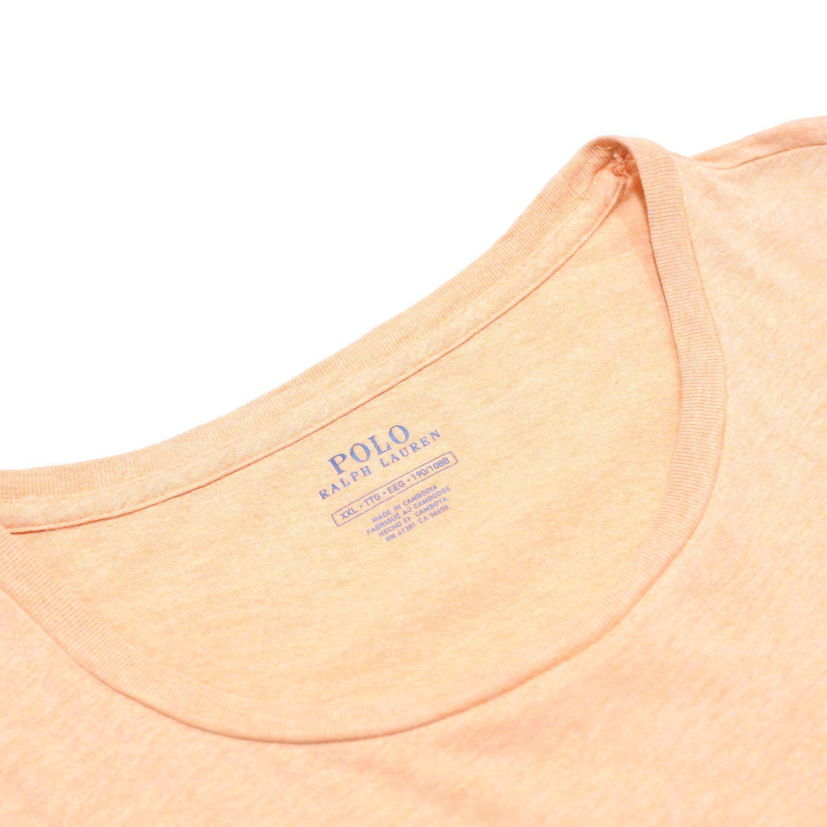 POLO RALPH LAUREN Mens Peach Crew Neck Cotton T-Shirt 2XL Short Sleeve