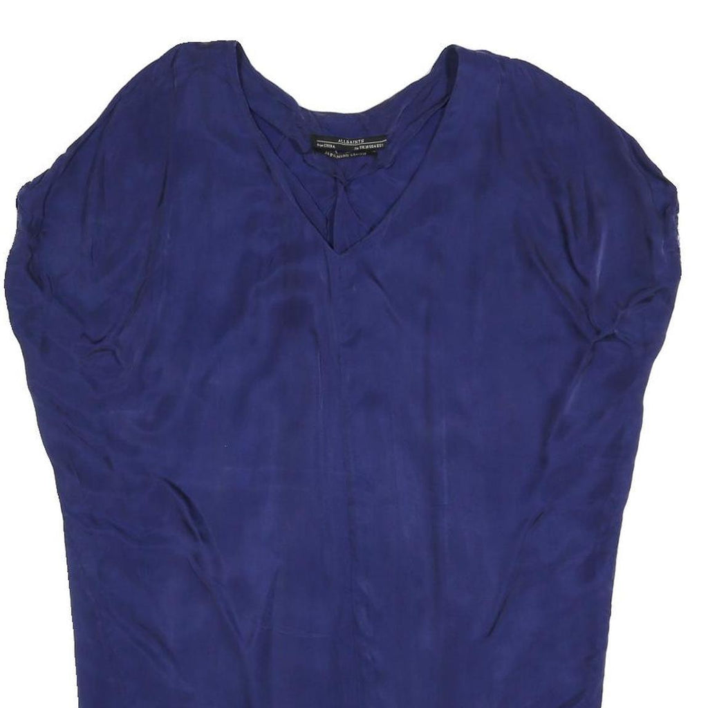 ALL SAINTS Womens Blue Rayon Day Dress Sleeveless V-Neck UK 10 Elegant Soft