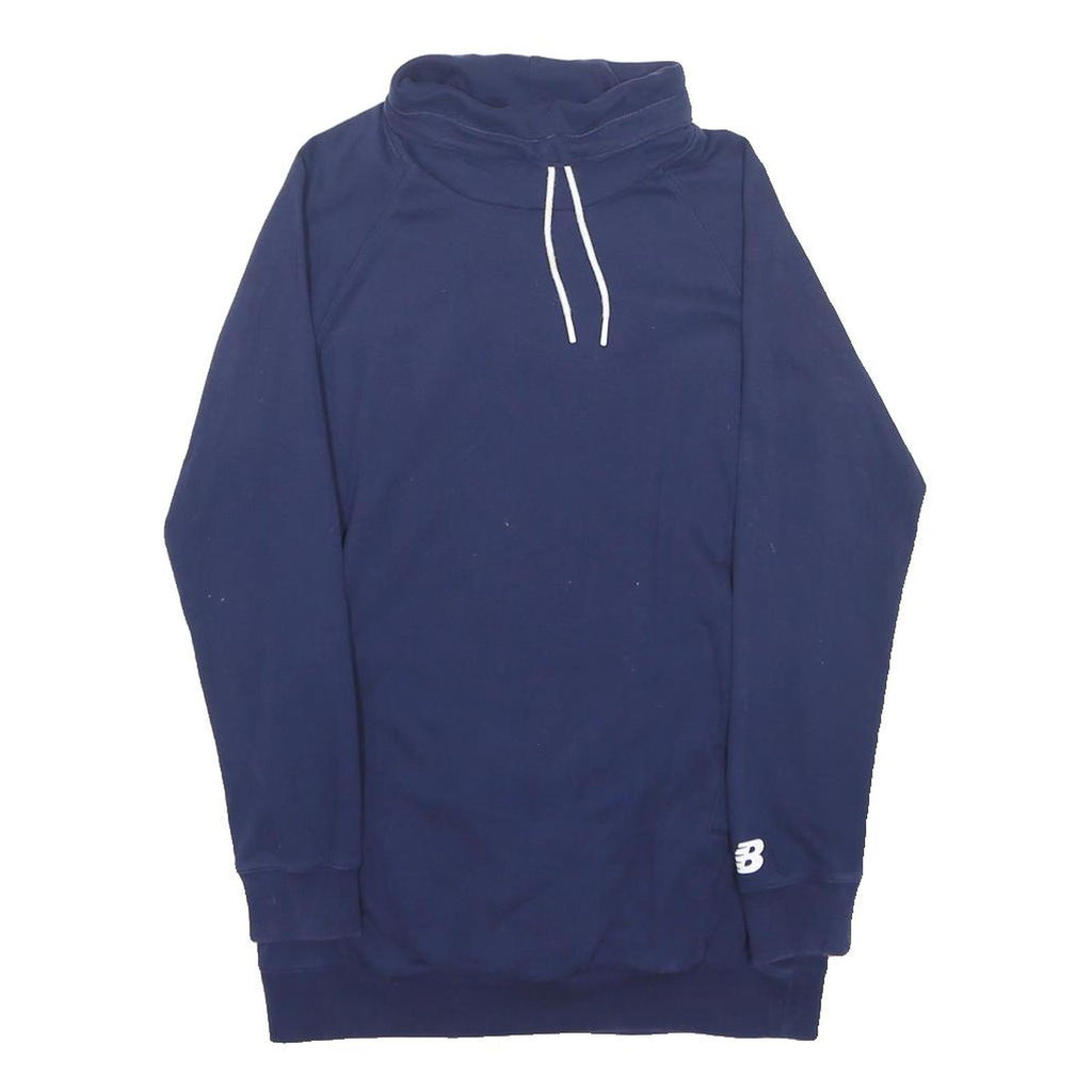 NEW BALANCE Mens Blue Cotton Blend Pullover Sweatshirt M Funnel Neck Sports
