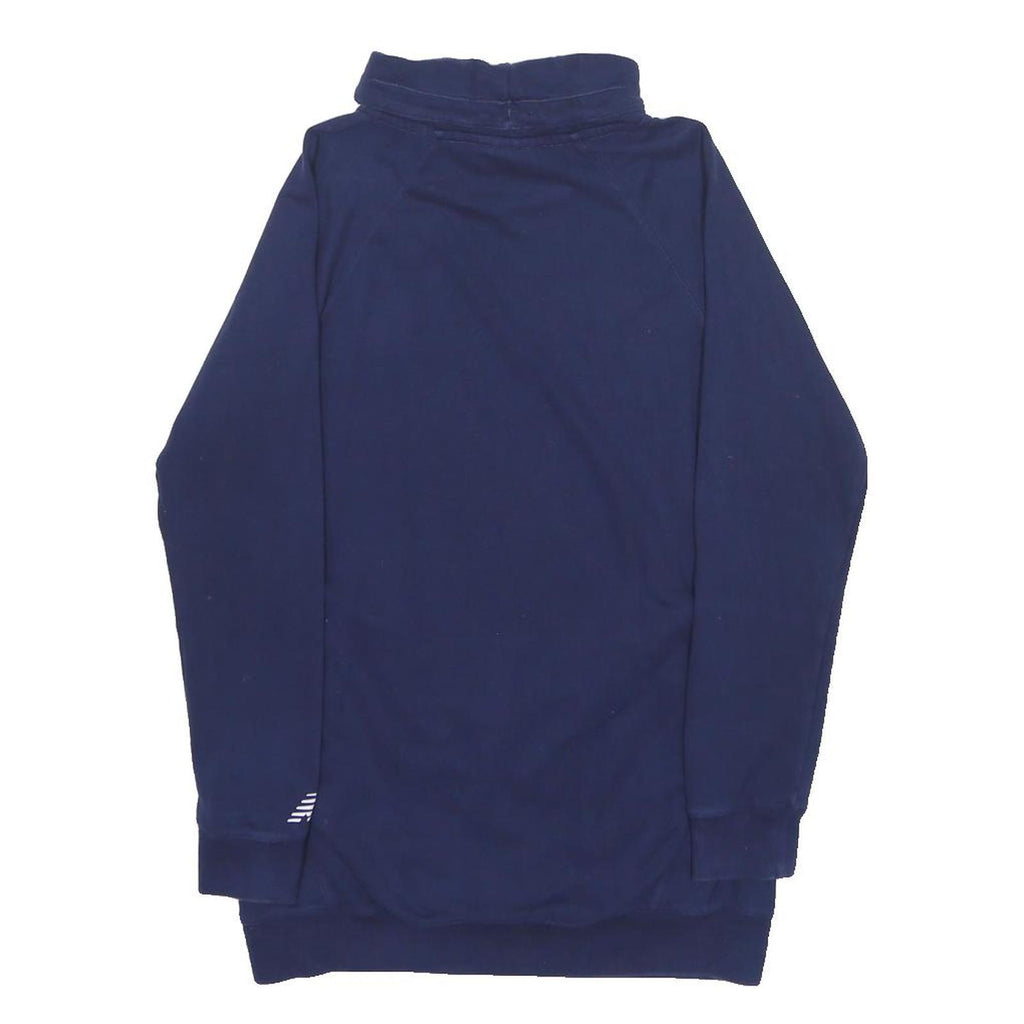 NEW BALANCE Mens Blue Cotton Blend Pullover Sweatshirt M Funnel Neck Sports