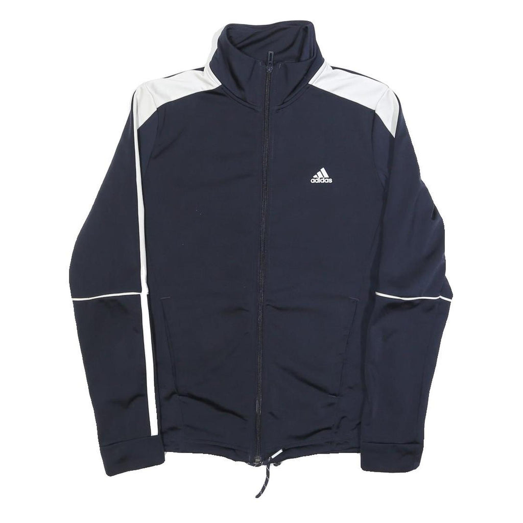 ADIDAS Womens Navy & White Track Jacket S Polyester Blend Zip Casual Sportswear