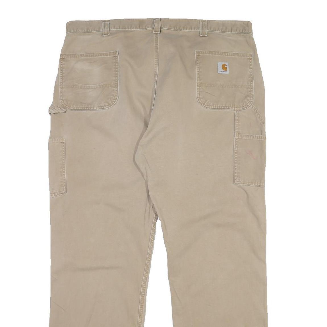 CARHARTT Mens Cotton Blend Beige Regular Fit Straight Leg Trousers W44 L30