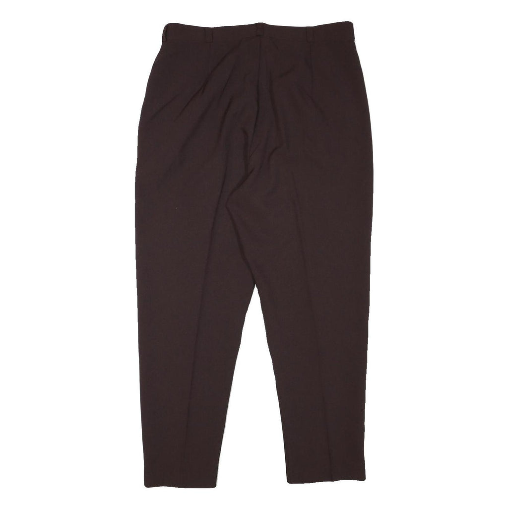 LINEAV Womens Relaxed Brown Polyester Blend Trousers W34 L28 Zip Closure