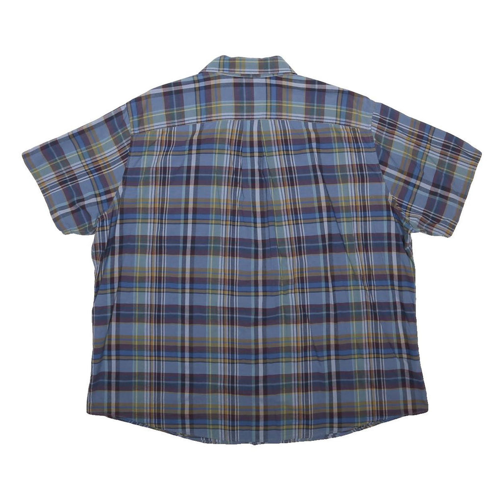 EDDIE BAUER Mens Blue & Brown Check Shirt 2XL Cotton Short Sleeve Casual