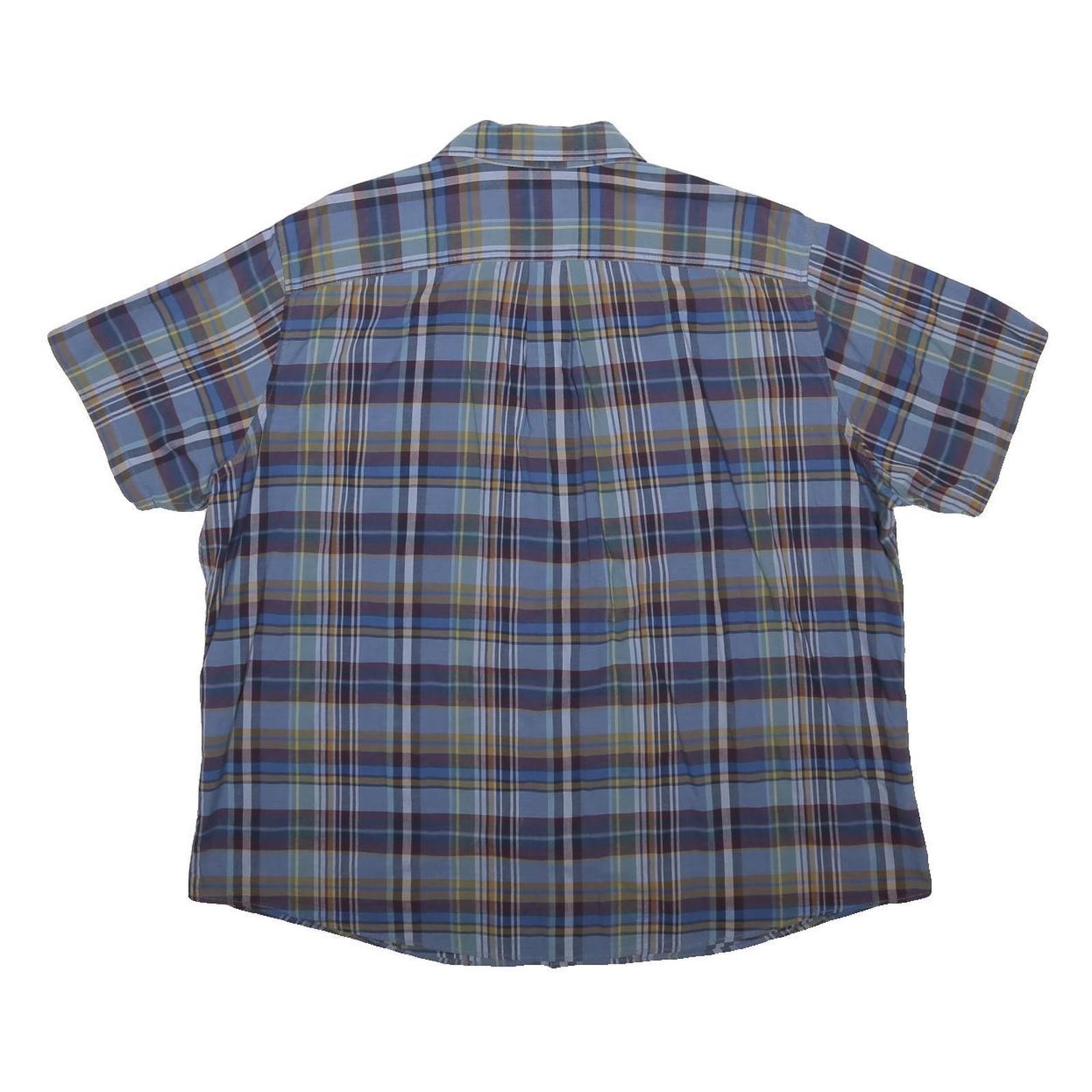 EDDIE BAUER Mens Blue & Brown Check Shirt 2XL Cotton Short Sleeve Casual