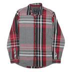 GUESS Mens Red Black & Grey Check Shirt L Slim Fit Long Sleeve Casual