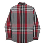 GUESS Mens Red Black & Grey Check Shirt L Slim Fit Long Sleeve Casual