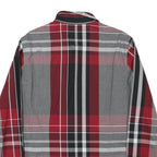 GUESS Mens Red Black & Grey Check Shirt L Slim Fit Long Sleeve Casual