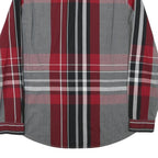 GUESS Mens Red Black & Grey Check Shirt L Slim Fit Long Sleeve Casual