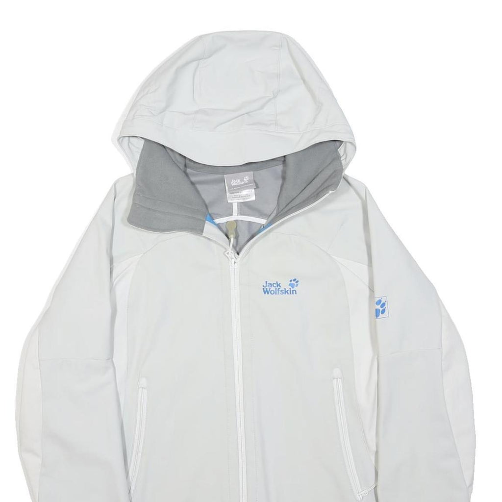 JACK WOLFSKIN Womens White Softshell Jacket M Polyester Zip Hooded Outdoor Sport