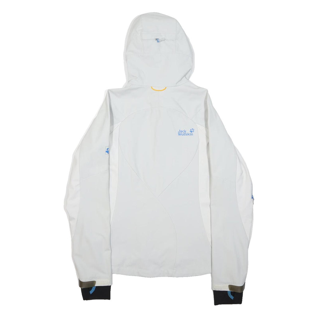 JACK WOLFSKIN Womens White Softshell Jacket M Polyester Zip Hooded Outdoor Sport