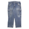 DICKIES Mens Regular Blue Denim Straight Jeans W38 L30 Workwear Pocket Zip