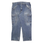 DICKIES Mens Regular Blue Denim Straight Jeans W38 L30 Workwear Pocket Zip