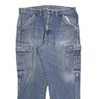 DICKIES Mens Regular Blue Denim Straight Jeans W38 L30 Workwear Pocket Zip