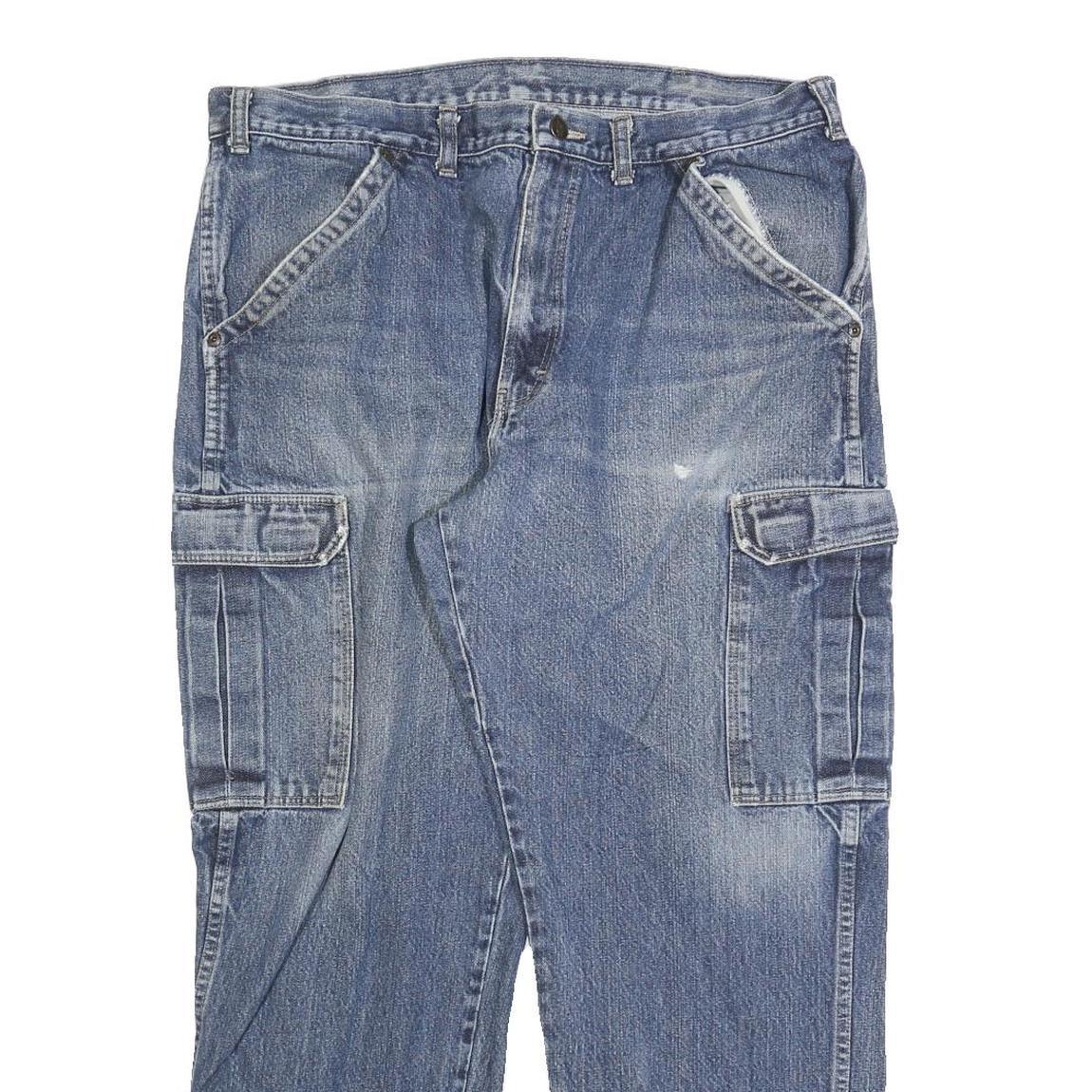 DICKIES Mens Regular Blue Denim Straight Jeans W38 L30 Workwear Pocket Zip