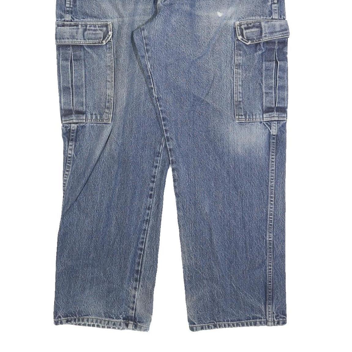 DICKIES Mens Regular Blue Denim Straight Jeans W38 L30 Workwear Pocket Zip