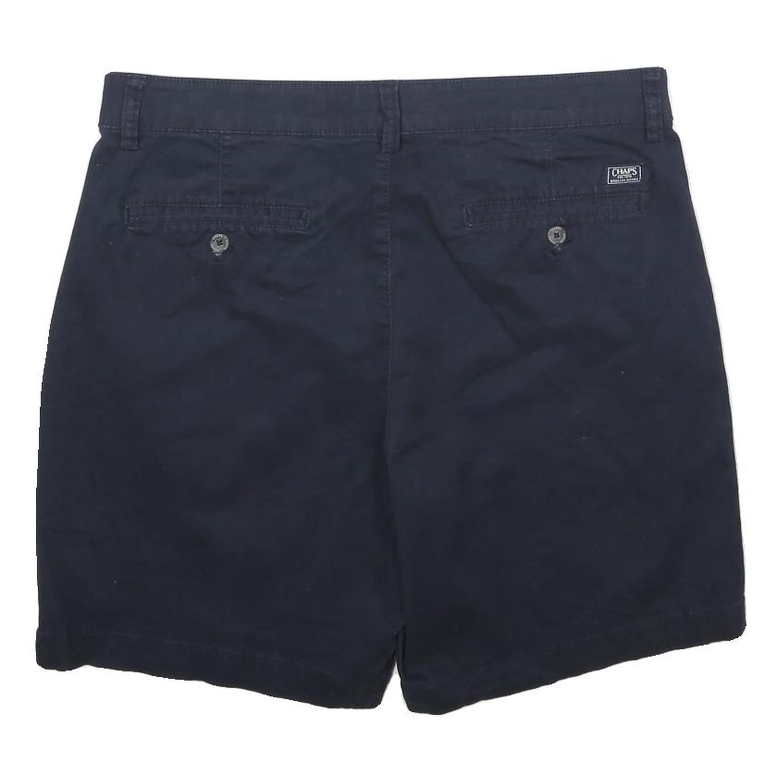 CHAPS Mens Shorts Navy Casual Classic L W34 Cotton Blend Button Plain