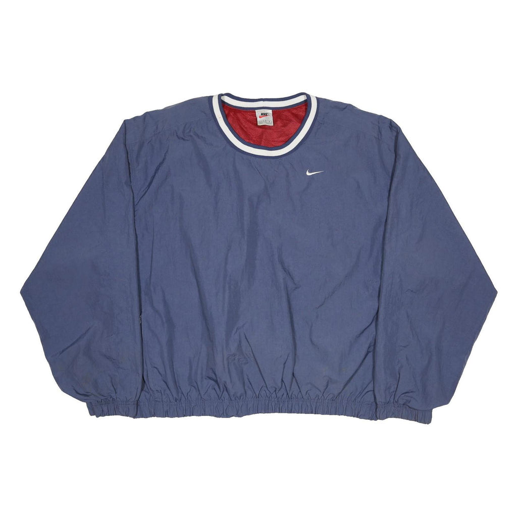 NIKE Womens Blue Crew Neck L Nylon Pullover Sweatshirt Casual Sporty