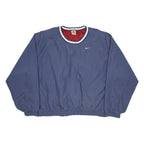 NIKE Womens Blue Crew Neck L Nylon Pullover Sweatshirt Casual Sporty