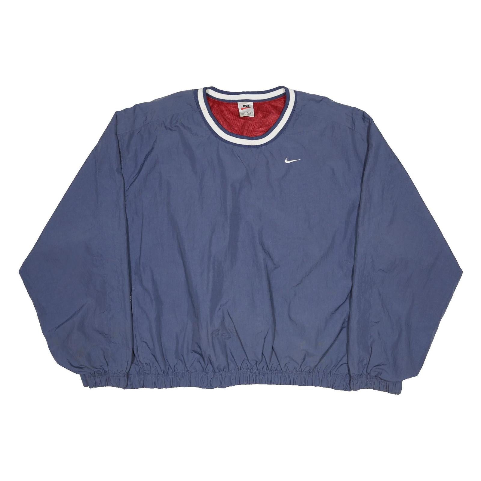 NIKE Womens Blue Crew Neck L Nylon Pullover Sweatshirt Casual Sporty