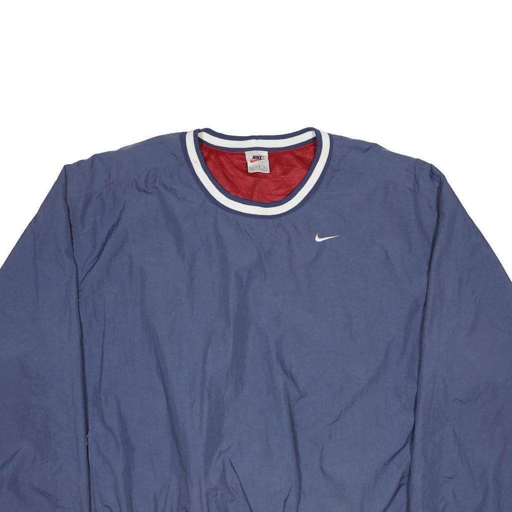 NIKE Womens Blue Crew Neck L Nylon Pullover Sweatshirt Casual Sporty