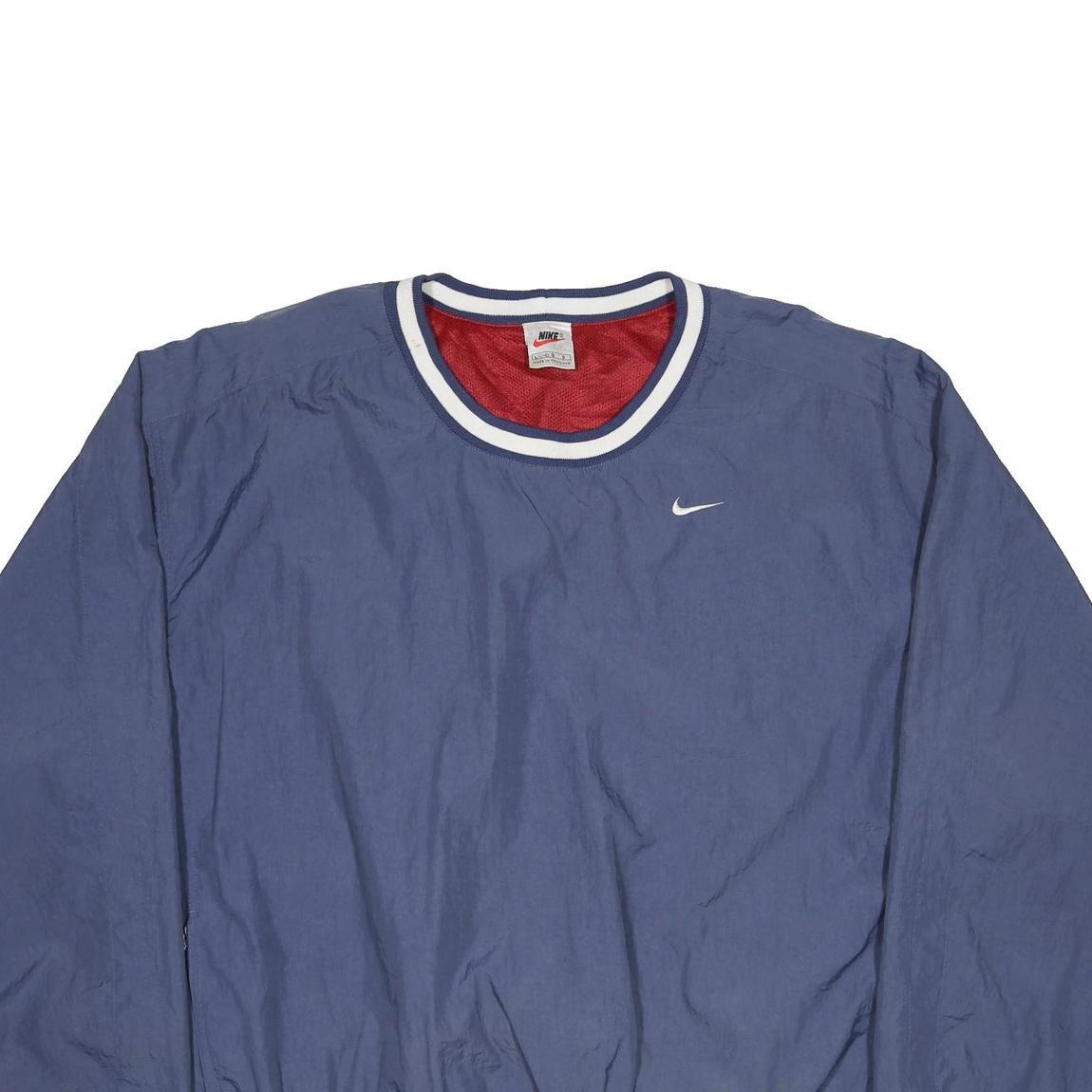 NIKE Womens Blue Crew Neck L Nylon Pullover Sweatshirt Casual Sporty