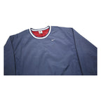 NIKE Womens Blue Crew Neck L Nylon Pullover Sweatshirt Casual Sporty