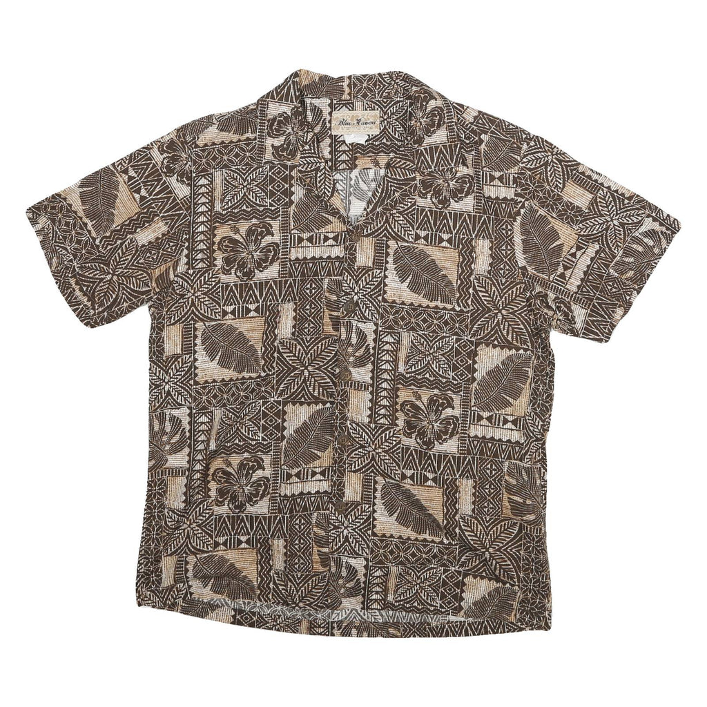 BLUE HAWAII Womens Brown & Cream Patchwork Pattern Shirt S Hawaiian Floral