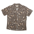BLUE HAWAII Womens Brown & Cream Patchwork Pattern Shirt S Hawaiian Floral
