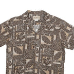BLUE HAWAII Womens Brown & Cream Patchwork Pattern Shirt S Hawaiian Floral