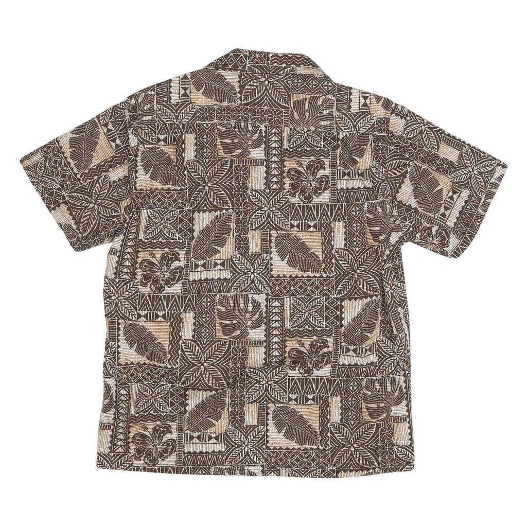 BLUE HAWAII Womens Brown & Cream Patchwork Pattern Shirt S Hawaiian Floral