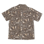 BLUE HAWAII Womens Brown & Cream Patchwork Pattern Shirt S Hawaiian Floral