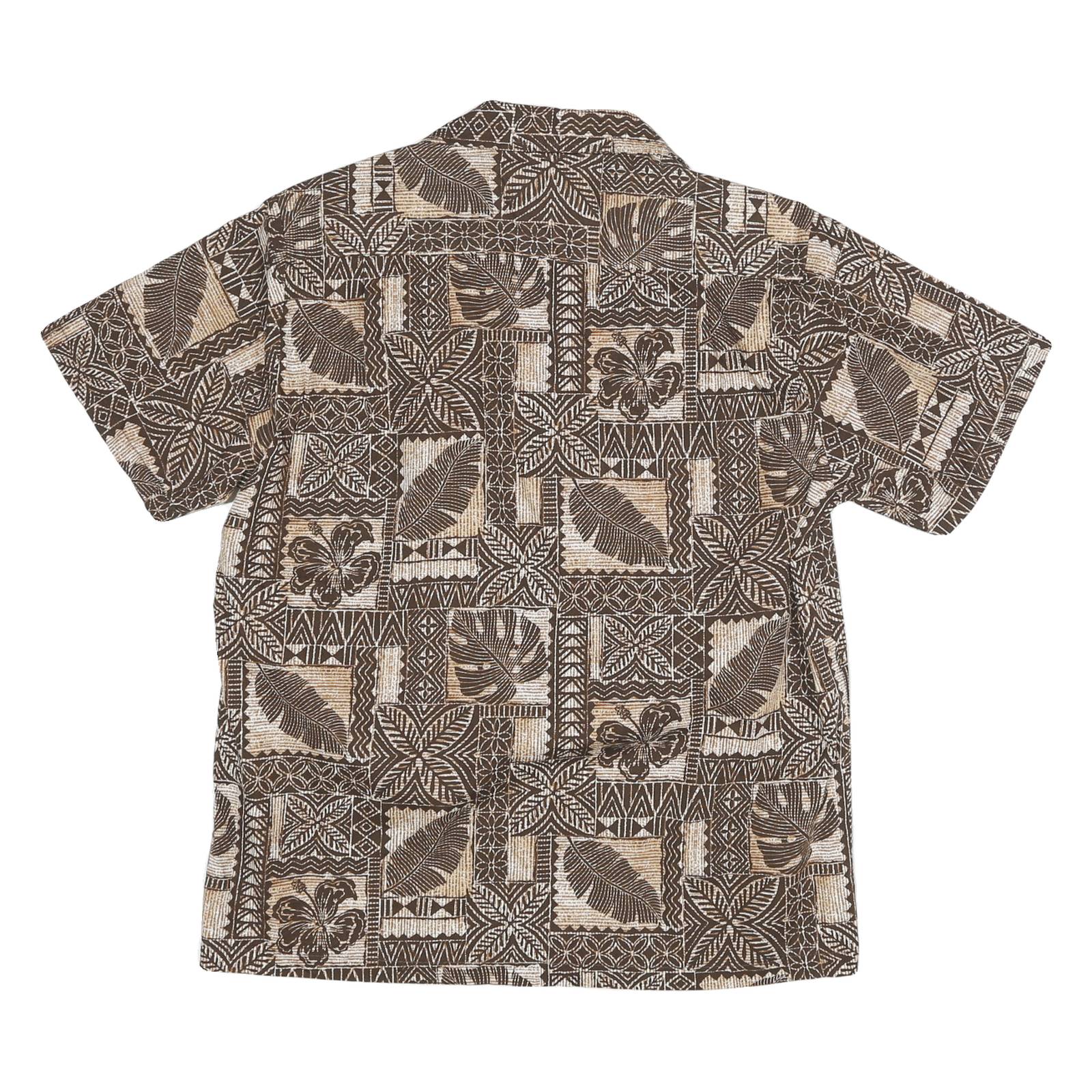 BLUE HAWAII Womens Brown & Cream Patchwork Pattern Shirt S Hawaiian Floral