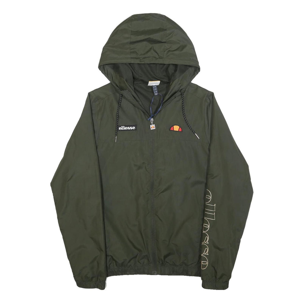 ELLESSE Womens Green Zip Hooded Jacket XS Polyester Blend Logo Print