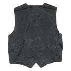 CUIR COUNTY Mens Black Leather Button Jacket L Polyester Blend Plain Waistcoat