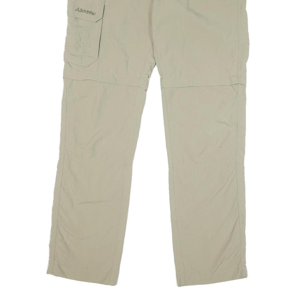 SCHOFFE Mens Regular Beige Trousers W34 L32 Polyester Blend Zip Casual Outdoor