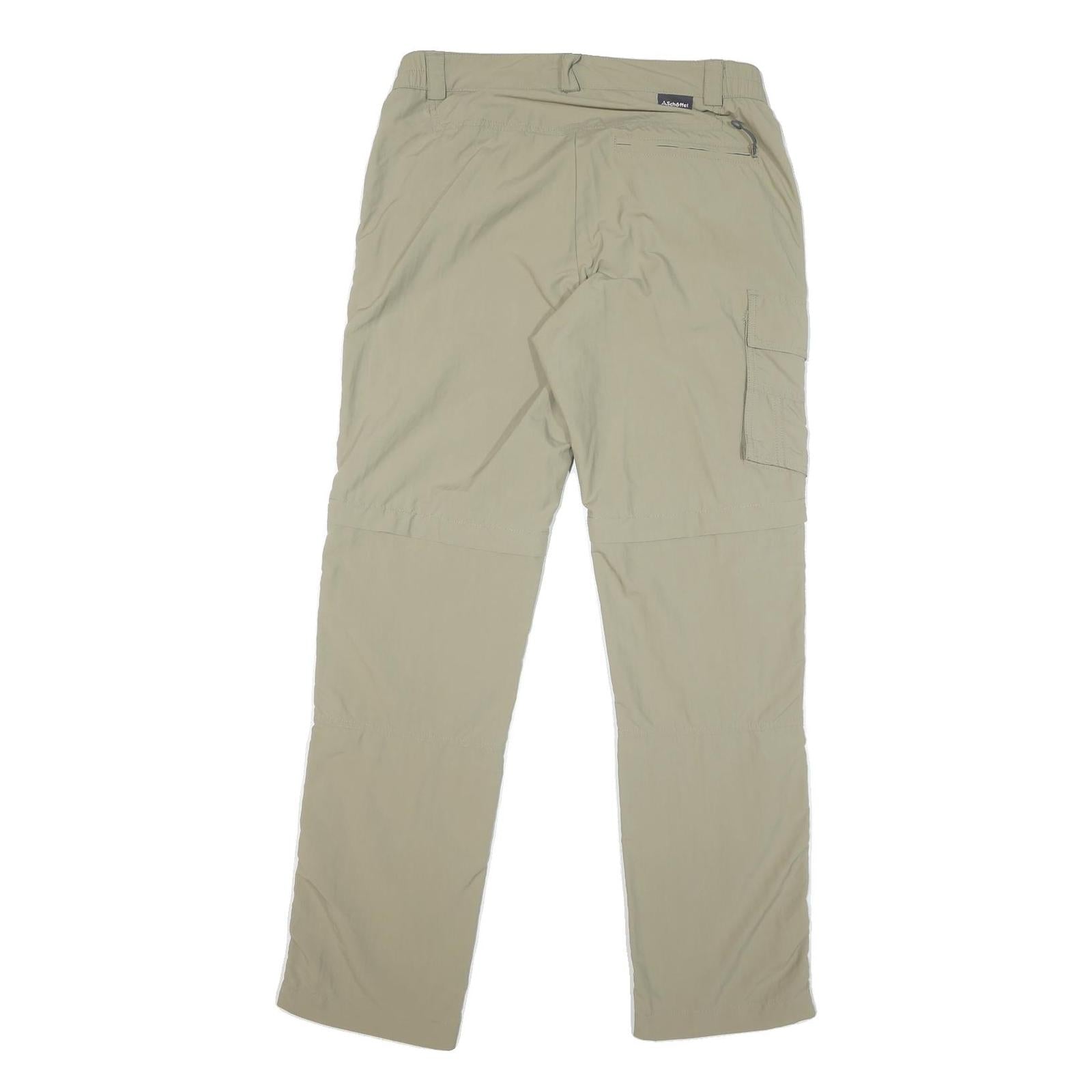 SCHOFFE Mens Regular Beige Trousers W34 L32 Polyester Blend Zip Casual Outdoor