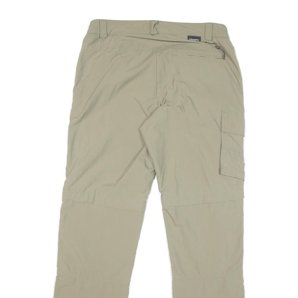 SCHOFFE Mens Regular Beige Trousers W34 L32 Polyester Blend Zip Casual Outdoor