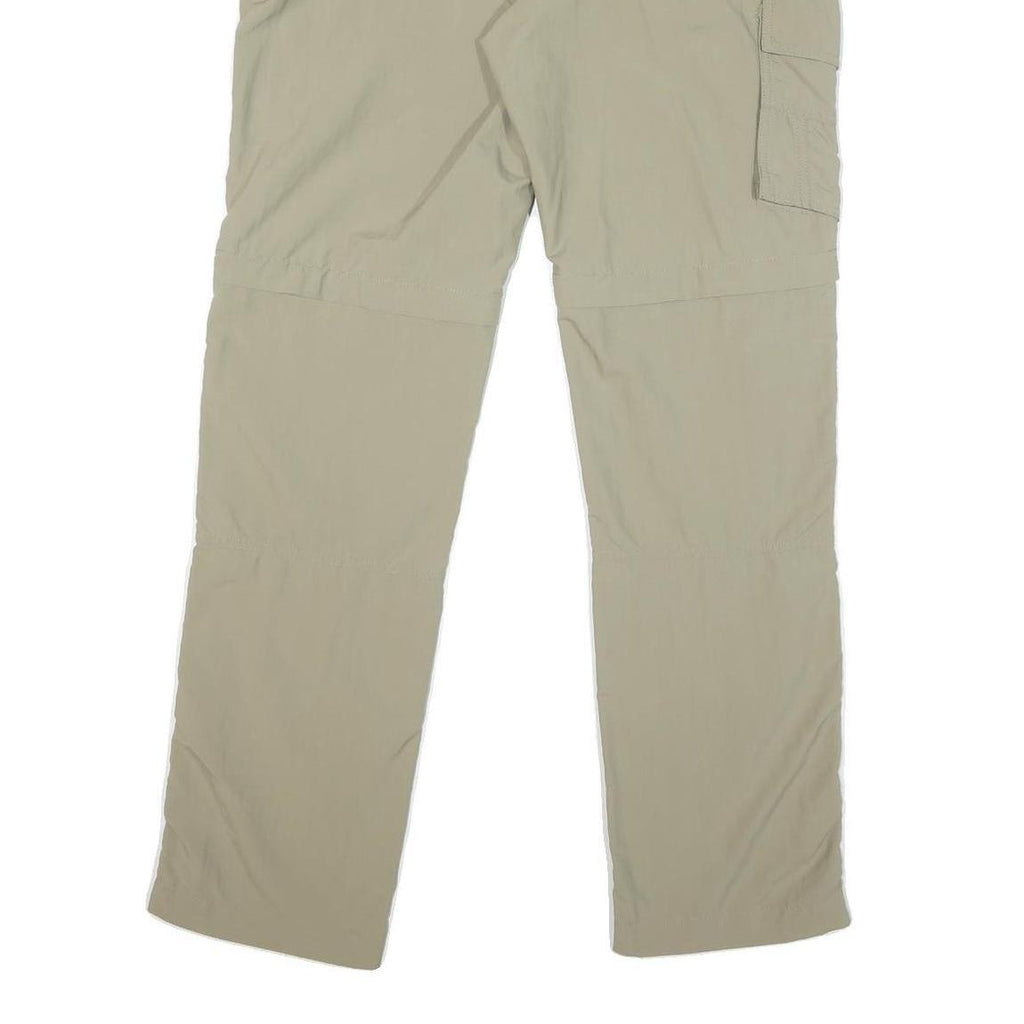 SCHOFFE Mens Regular Beige Trousers W34 L32 Polyester Blend Zip Casual Outdoor