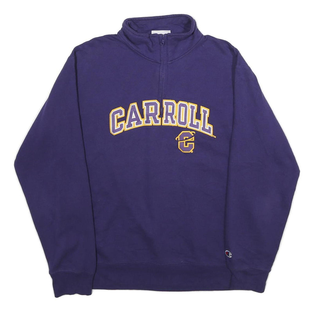 CHAMPION Mens Purple Carroll 1/4 Zip Sweatshirt L Cotton Blend Pullover