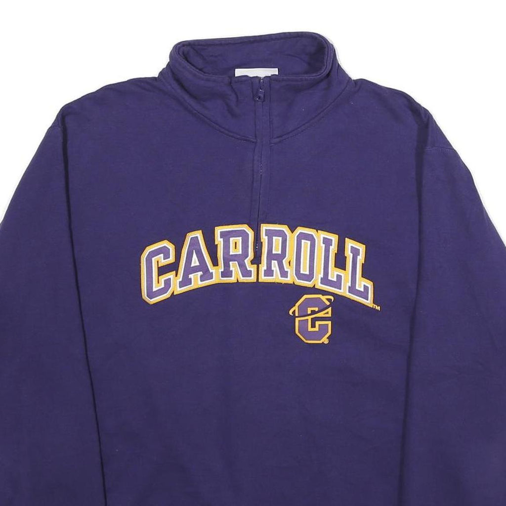 CHAMPION Mens Purple Carroll 1/4 Zip Sweatshirt L Cotton Blend Pullover