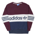 ADIDAS Womens Maroon & White & Navy Sweatshirt Crew Neck UK 8 Cotton Blend